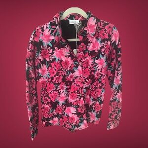 Emily Wonder Floral Pink and Black Long Sleeve Jacket